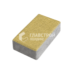 Тротуарная плитка Брусчатка, желтая на камне, 6 см